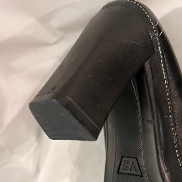 Vintage 90s Lace Up Oxford Size 8.5 Black Leather Square Toe Heels VS Macbeth - Picture 8 of 15